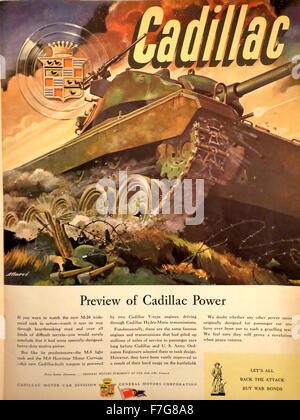 Life Magazine, Septembre 27, 1948 : WWII vintage advertising pour Cadillac construit M-24 tank montrant battle action. Banque D'Images