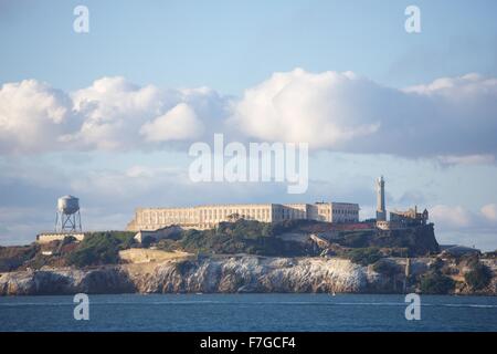 Alcatraz en fin d'après-midi soleil, San Francisco, Californie Banque D'Images