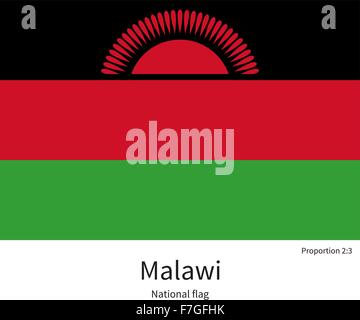 Drapeau national du Malawi avec les bonnes proportions, couleurs, éléments Illustration de Vecteur