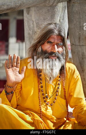Portrait de Sadhu, saint homme hindou de l'Inde, Udaipur, Inde Banque D'Images