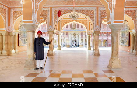 La salle d'audience privée à Jaipur City Palace, Jaipur, Rajasthan, Inde Banque D'Images