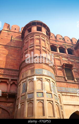 Agra Fort Rouge - l'Amar Singh Gate, Agra, Inde Banque D'Images