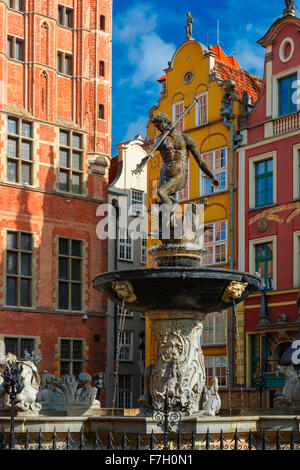 Fontaine de Neptune sur Market Street, Gdansk Banque D'Images