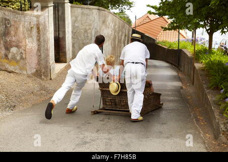 La piste de luge (luge), Monte, l'île de Madère, Portugal Banque D'Images