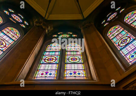 New York, NY - 6 Oct 2012 Jefferson Market Library intérieur avec des vitraux au plomb. Banque D'Images