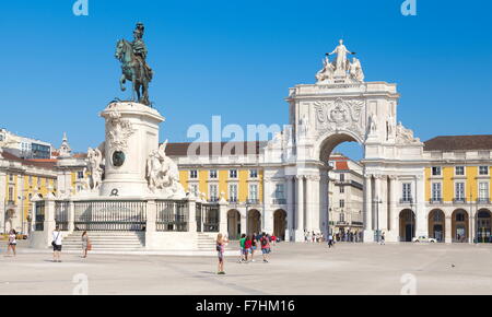 Lisbonne - Place du Commerce (Praça do Comercio), Lisbonne, Portugal Banque D'Images