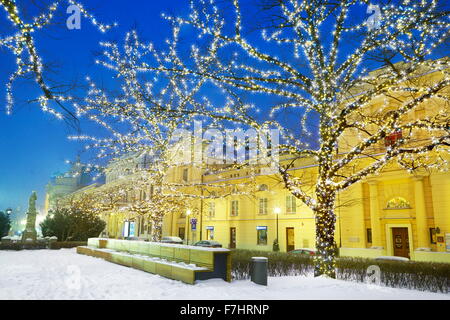 Décoration de Noël de plein air en hiver, Varsovie, Pologne Banque D'Images