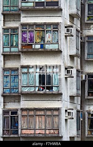 Hong Kong résidentiel privé d'immeubles de grande hauteur. Boîtier haute densité illustrant les espaces de vie. Banque D'Images