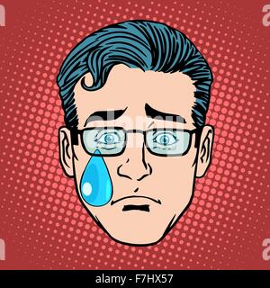 Pleurer de tristesse visage homme Emoji symbole icône Illustration de Vecteur