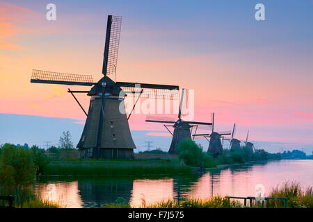 Moulins à vent de Kinderdijk - Hollande Pays-Bas Banque D'Images