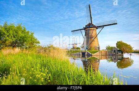Moulins à vent de Kinderdijk - Hollande Pays-Bas Banque D'Images