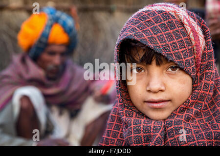 Portrait d'une jeune fille, Pushkar, Rajasthan, Inde Banque D'Images