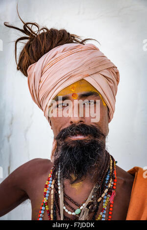 Sadhu, portrait, Pushkar, Rajasthan, India Banque D'Images