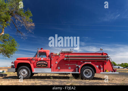 Camion à incendie, vintage Shaniko Shaniko, Wasco County, Oregon, United States Banque D'Images