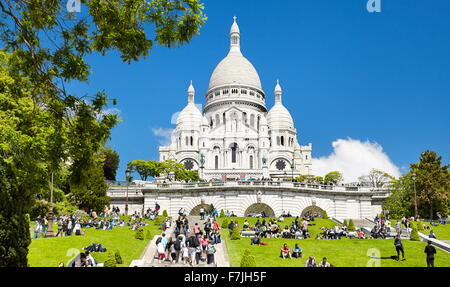 Basilique du Sacré-Cœur (du sacré), Montmartre, Paris, France Banque D'Images