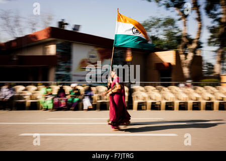 Wagha Border Cérémonie, Attari, Province du Pendjab, en Inde Banque D'Images