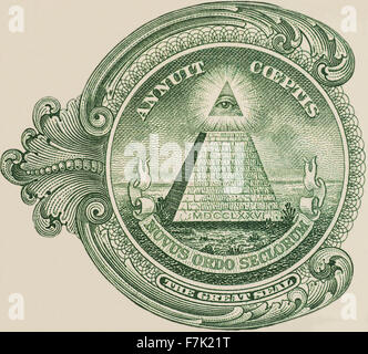 Grand sceau - US one dollar bill closeup macro, billet de 1 usd Banque D'Images