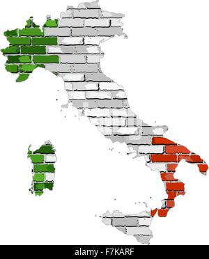 Italie carte sur un mur de briques Illustration de Vecteur