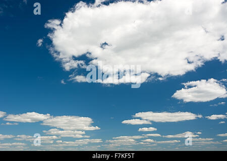 Les cumulus contre un ciel bleu saturé. Banque D'Images