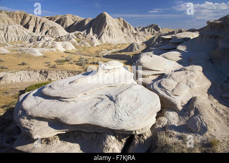 Rock formations in Toadstool Geologic Park, une région de badlands formé sur le flanc de l'Escarpement de Pine Ridge près de Crawford, NE, l'extrême nord-ouest de l'état Banque D'Images