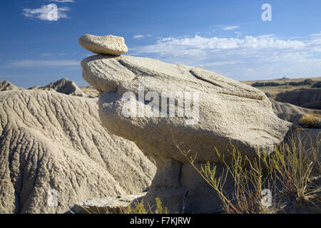 Rock formations in Toadstool Geologic Park, une région de badlands formé sur le flanc de l'Escarpement de Pine Ridge près de Crawford, NE, l'extrême nord-ouest de l'état Banque D'Images