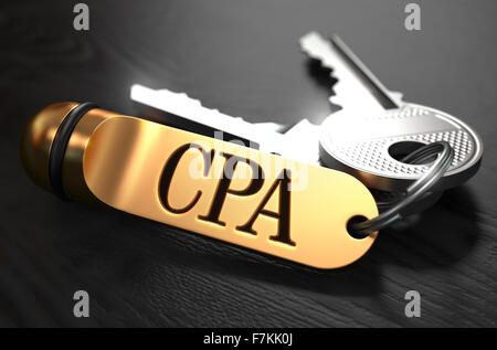 Concept de l'ACP. Touches avec porte-clés d'or. Banque D'Images