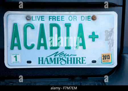 La plaque d'immatriculation du New Hampshire lire 'Arcadia', New Hampshire Banque D'Images