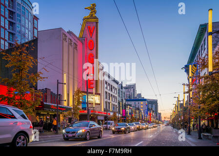 Vogue Theatre, Granville Street, Vancouver, British Columbia, Canada, Banque D'Images