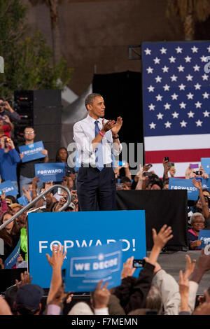 Le président Barack Obama lors de la campagne présidentielle, Rassemblement le 24 octobre 2012, Doolittle Park, Las Vegas, Nevada Banque D'Images