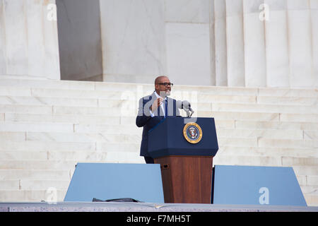 L'acteur Forest Whitaker, parle au cours de la cérémonie que la liberté retentisse au Lincoln Memorial le 28 août 2013 à Washington, DC, le 50e anniversaire de Dr. Martin Luther King Jr.'s 'I Have a Dream' discours et la Marche sur Washington. Banque D'Images