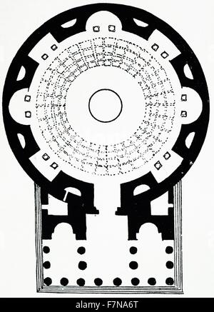 Illustration d'un livre décrivant le plan de masse du Panthéon de Rome. Datée 1913 Banque D'Images