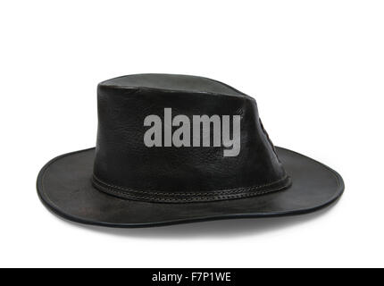 Chapeau de cowboy en cuir, isolated on white with clipping path Banque D'Images