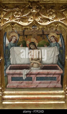 Retable de l'Epiphanie par Joan Reixach (1411-1486) peintre espagnol et miniaturiste. En date du 15e siècle Banque D'Images