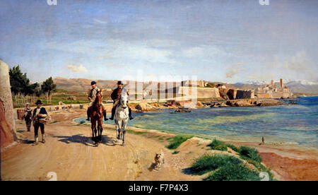 La promenade à cheval Antibes - Antibes La promenade à cheval 1868 Ernest Meissonier français La France Banque D'Images