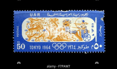 1964 Timbre-poste commémorant égyptien Ramsès II et les Jeux Olympiques de Tokyo Banque D'Images