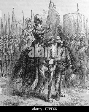 Elizabeth I (7 septembre 1533 - 24 mars 1603) inspecte ses troupes à Tilbury, 1588. Reine d'Angleterre et Irlande 1558 jusqu'à sa mort. Banque D'Images