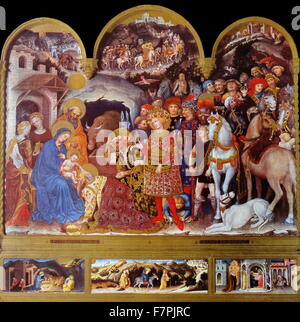 La peinture intitulée 'L'Adoration des Mages' par Gentile Da Fabriano (1370-1427) peintre italien. En date du 15e siècle Banque D'Images