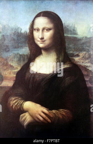 La Joconde ou La Gioconda ou la Joconde, par l'artiste italien Leonardo da Vinci, 1452 - 1519. La peinture, pensé pour être un portrait de Lisa Gherardini, épouse de Francesco del Giocondo, est dans l'huile sur un panneau de peuplier blanc, et est soupçonné d'avoir été peintes entre 1503 et 1506. Banque D'Images