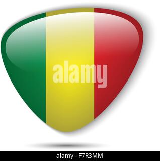 Drapeau Mali Bouton brillant Illustration de Vecteur