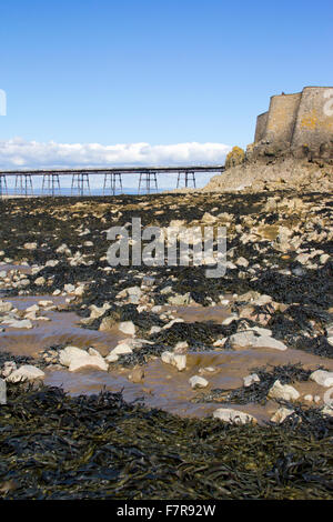 Avis de Birnbeck Pier et Anchor Head, Weston-Super-Mare prises à marée basse Banque D'Images