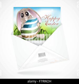 Lapin de Pâques avec des oeufs colorés Illustration de Vecteur