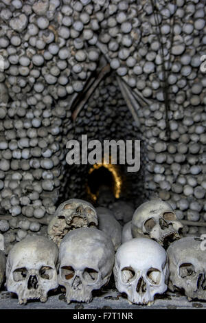 Crânes dans l'Ossuaire de Sedlec, Kutna Hora République tchèque Banque D'Images