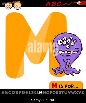 Lettre m avec monster cartoon illustration Illustration de Vecteur