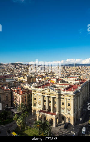 Vue depuis le Mirador de Colon, Barcelone, Catalogne, Espagne Banque D'Images