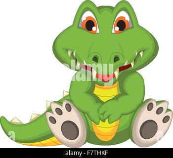 Cute cartoon crocodile assis Illustration de Vecteur