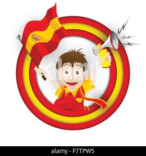 Espagne Soccer Fan Flag Cartoon Illustration de Vecteur