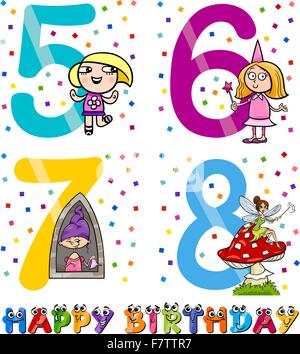 Anniversaire cartoon girl design Illustration de Vecteur