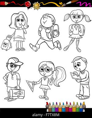 Les enfants de l'école livre à colorier dessin de groupe Illustration de Vecteur
