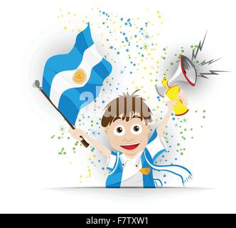 L'Argentine Soccer Fan Flag Cartoon Illustration de Vecteur