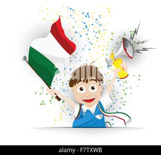 Italie Soccer Fan Flag Cartoon Illustration de Vecteur